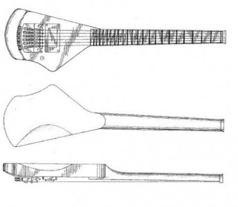 Line art drawing of Erlewine Lazer electric guitar