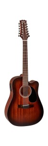 Mitchell T331-Tce-Bst Terra 12-String Acoustic-Electric Dreadnought Mahogany Top Guitar Edge Burst