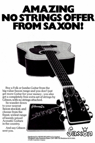 Saxon Gibson strings offer advert 1976