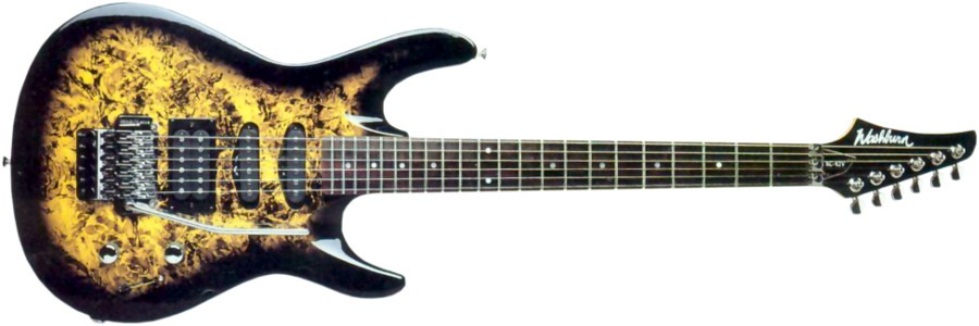 Washburn KC42 woodstone flourescent yellow electric guitar